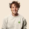 imageDALIX Alien Embroidered Fleece Crewneck Long Sleeve Sweatshirt MensNatural