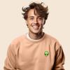imageDALIX Alien Embroidered Fleece Crewneck Long Sleeve Sweatshirt MensPeach