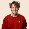 imageDALIX Alien Embroidered Fleece Crewneck Long Sleeve Sweatshirt MensRed