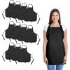 imageDALIX Apron Commercial Restaurant Home Bib Spun Poly Cotton Kitchen Aprons 3 Pockets in Black 2 PackBlack