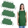 imageDALIX Apron Commercial Restaurant Home Bib Spun Poly Cotton Kitchen Aprons 3 Pockets in Black 2 PackDark Green
