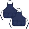 imageDALIX Apron Commercial Restaurant Home Bib Spun Poly Cotton Kitchen Aprons 3 Pockets in Black 2 PackNavy Blue