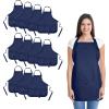 imageDALIX Apron Commercial Restaurant Home Bib Spun Poly Cotton Kitchen Aprons 3 Pockets in Black 2 PackNavy Blue