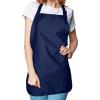 imageDALIX Apron Commercial Restaurant Home Bib Spun Poly Cotton Kitchen Aprons 3 Pockets in Black 2 PackNavy Blue