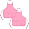 imageDALIX Apron Commercial Restaurant Home Bib Spun Poly Cotton Kitchen Aprons 3 Pockets in Black 2 PackPink