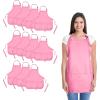 imageDALIX Apron Commercial Restaurant Home Bib Spun Poly Cotton Kitchen Aprons 3 Pockets in Black 2 PackPink