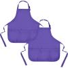 imageDALIX Apron Commercial Restaurant Home Bib Spun Poly Cotton Kitchen Aprons 3 Pockets in Black 2 PackPurple