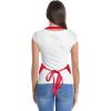 imageDALIX Apron Commercial Restaurant Home Bib Spun Poly Cotton Kitchen Aprons 3 Pockets in Black 2 PackRed