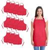 imageDALIX Apron Commercial Restaurant Home Bib Spun Poly Cotton Kitchen Aprons 3 Pockets in Black 2 PackRed