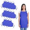 imageDALIX Apron Commercial Restaurant Home Bib Spun Poly Cotton Kitchen Aprons 3 Pockets in Black 2 PackRoyal Blue