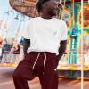 imageDALIX Ghost Embroidered Fleece Jogger Cuff Sweatpant Sweats Soft Warm MensMaroon