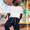 imageDALIX Ghost Embroidered Fleece Jogger Cuff Sweatpant Sweats Soft Warm MensNavy Blue
