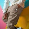 imageDALIX Ghost Embroidered Fleece Jogger Cuff Sweatpant Sweats Soft Warm MensTan