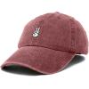 imageDALIX Peace Sign Embroidered V Cotton Dad Hat Baseball Cap Adjustable MensWashed Red