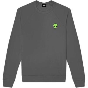 imageDALIX Alien Embroidered Fleece Crewneck Long Sleeve Sweatshirt MensAsphalt Gray