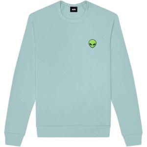 imageDALIX Alien Embroidered Fleece Crewneck Long Sleeve Sweatshirt MensHeather Blue Lagoon