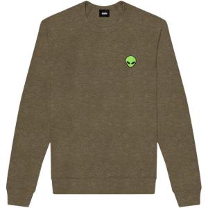 imageDALIX Alien Embroidered Fleece Crewneck Long Sleeve Sweatshirt MensHeather Olive