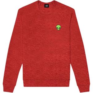 imageDALIX Alien Embroidered Fleece Crewneck Long Sleeve Sweatshirt MensHeather Red