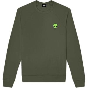 imageDALIX Alien Embroidered Fleece Crewneck Long Sleeve Sweatshirt MensMilitary Green