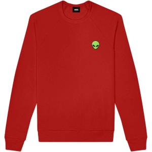 imageDALIX Alien Embroidered Fleece Crewneck Long Sleeve Sweatshirt MensRed