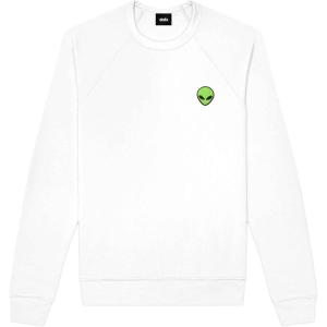 imageDALIX Alien Embroidered Fleece Crewneck Long Sleeve Sweatshirt MensWhite