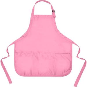 imageDALIX Apron Commercial Restaurant Home Bib Spun Poly Cotton Kitchen Aprons 3 Pockets in Black 2 PackPink