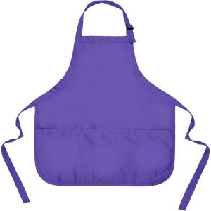 imageDALIX Apron Commercial Restaurant Home Bib Spun Poly Cotton Kitchen Aprons 3 Pockets in Black 2 PackPurple