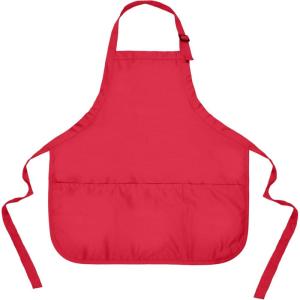 imageDALIX Apron Commercial Restaurant Home Bib Spun Poly Cotton Kitchen Aprons 3 Pockets in Black 2 PackRed