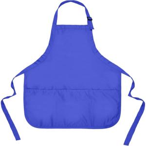 imageDALIX Apron Commercial Restaurant Home Bib Spun Poly Cotton Kitchen Aprons 3 Pockets in Black 2 PackRoyal Blue