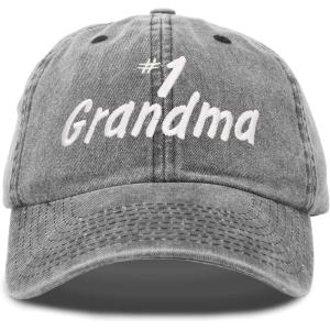 imageDALIX Number 1 Grandma Hat Gift Washed Cotton Baseball CapWashed Denim Black