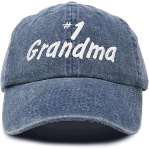 imageDALIX Number 1 Grandma Hat Gift Washed Cotton Baseball CapWashed Denim Navy Blue