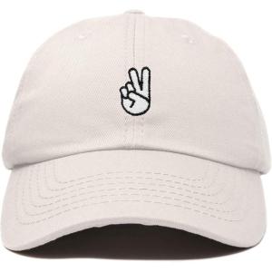 imageDALIX Peace Sign Embroidered V Cotton Dad Hat Baseball Cap Adjustable MensBeige