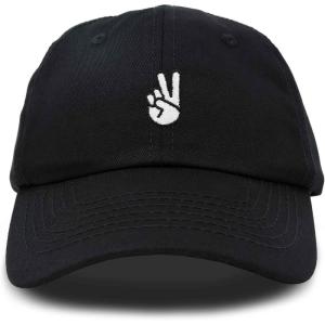 imageDALIX Peace Sign Embroidered V Cotton Dad Hat Baseball Cap Adjustable MensBlack