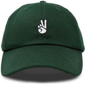 imageDALIX Peace Sign Embroidered V Cotton Dad Hat Baseball Cap Adjustable MensDark Green