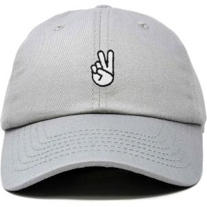 imageDALIX Peace Sign Embroidered V Cotton Dad Hat Baseball Cap Adjustable MensGray