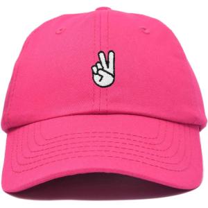 imageDALIX Peace Sign Embroidered V Cotton Dad Hat Baseball Cap Adjustable MensHot Pink