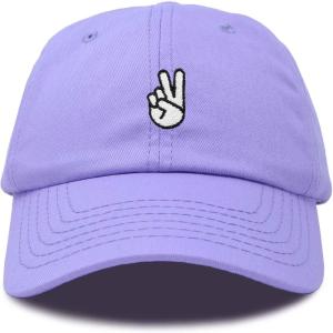 imageDALIX Peace Sign Embroidered V Cotton Dad Hat Baseball Cap Adjustable MensLavender