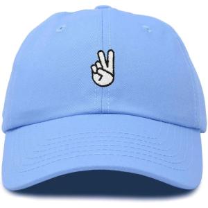 imageDALIX Peace Sign Embroidered V Cotton Dad Hat Baseball Cap Adjustable MensLight Blue