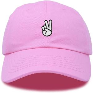 imageDALIX Peace Sign Embroidered V Cotton Dad Hat Baseball Cap Adjustable MensLight Pink