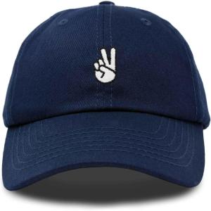 imageDALIX Peace Sign Embroidered V Cotton Dad Hat Baseball Cap Adjustable MensNavy Blue