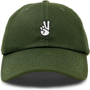 imageDALIX Peace Sign Embroidered V Cotton Dad Hat Baseball Cap Adjustable MensOlive