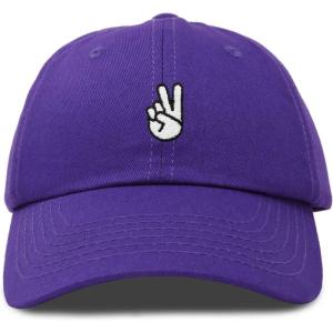 imageDALIX Peace Sign Embroidered V Cotton Dad Hat Baseball Cap Adjustable MensPurple
