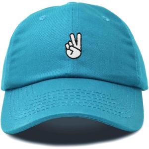 imageDALIX Peace Sign Embroidered V Cotton Dad Hat Baseball Cap Adjustable MensTeal