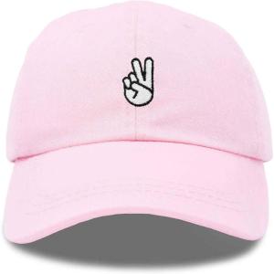 imageDALIX Peace Sign Embroidered V Cotton Dad Hat Baseball Cap Adjustable MensWashed Pink