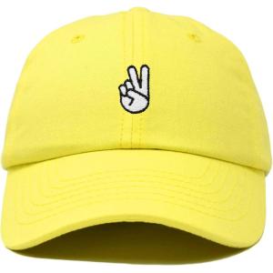 imageDALIX Peace Sign Embroidered V Cotton Dad Hat Baseball Cap Adjustable MensYellow