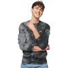 imageDALIX Embroidered Rainbow Long Sleeve Tie Dye Pullover Fleece Crewneck Sweatshirt Sweater MenBlack