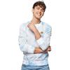 imageDALIX Embroidered Rainbow Long Sleeve Tie Dye Pullover Fleece Crewneck Sweatshirt Sweater MenBlue