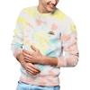imageDALIX Embroidered Rainbow Long Sleeve Tie Dye Pullover Fleece Crewneck Sweatshirt Sweater MenRainbow