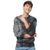 imageDALIX Embroidered Yin Yang Long Sleeve Tie Dye Pullover Fleece Crewneck Sweatshirt Sweater MenBlack