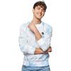 imageDALIX Embroidered Yin Yang Long Sleeve Tie Dye Pullover Fleece Crewneck Sweatshirt Sweater MenBlue